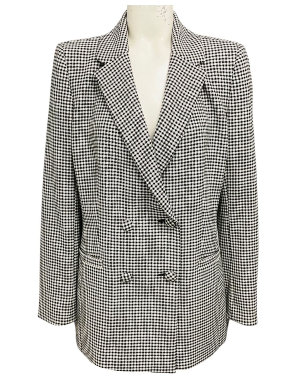 ALICE + OLIVIA BLACK / WHITE GINGHAM CHECK DOUBLE BREASTED BLAZER
